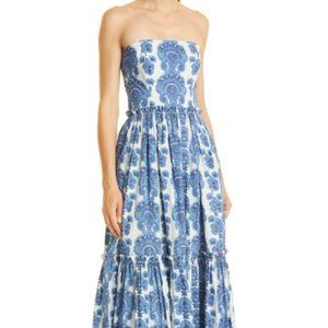 Cara Cara Strapless Blue Paisley Dress, Women's Size 6